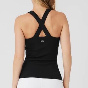 ALO Yoga Women's Black Cross-Strap Tank Top